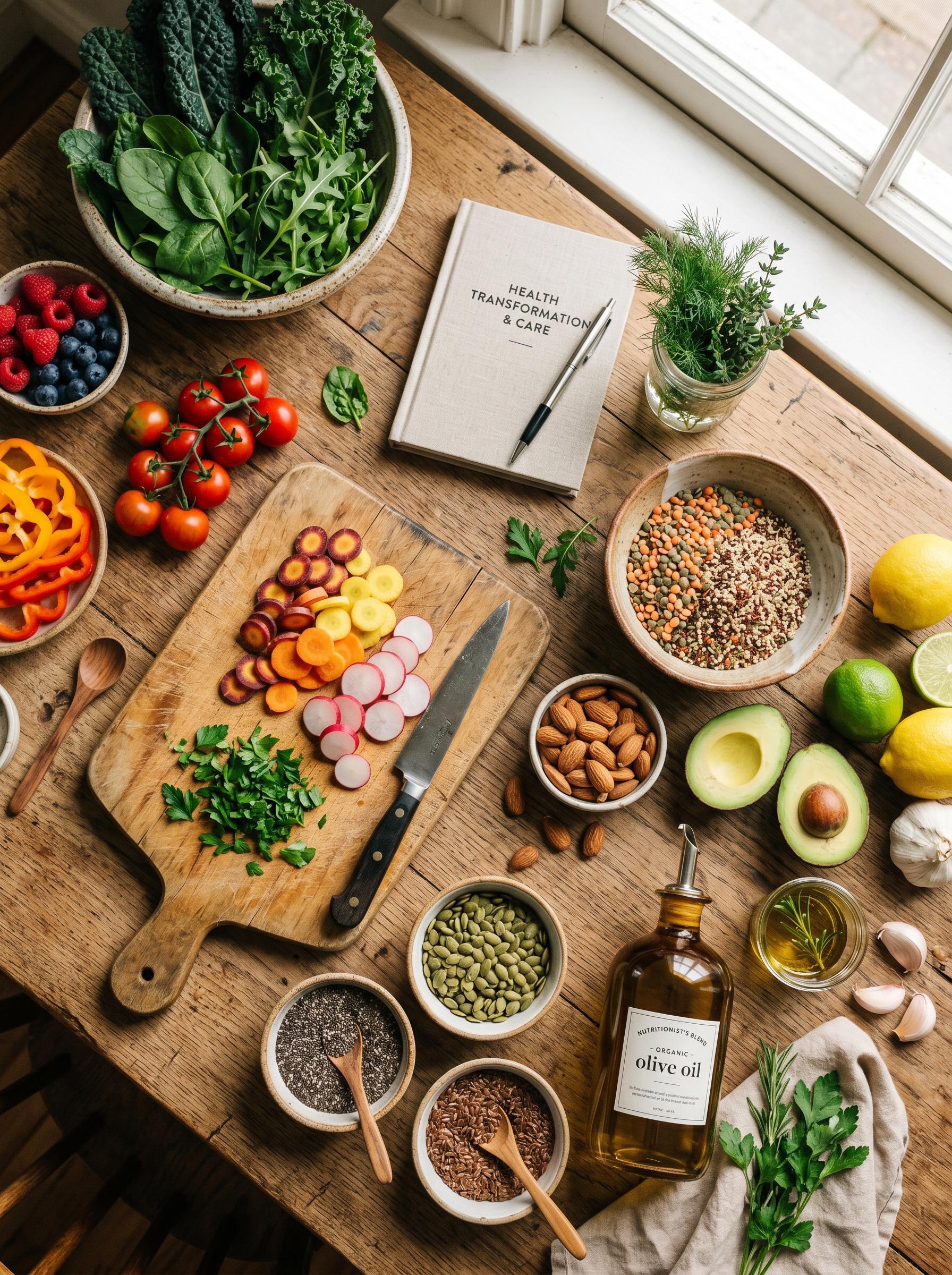 Ingredientes saudáveis em composição artística
