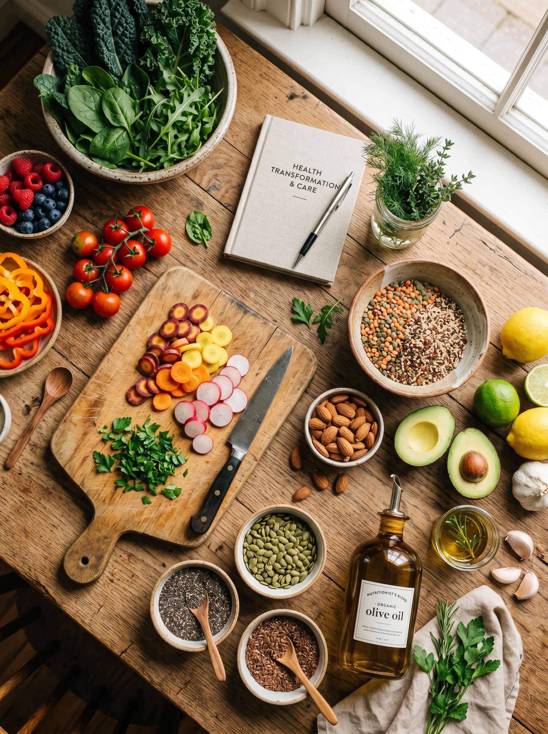 Ingredientes saudáveis em composição artística